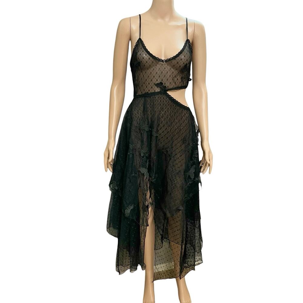 Current Mood Fairydust Chronicles Mesh Dress Small 3D Butterflies Sheer READ